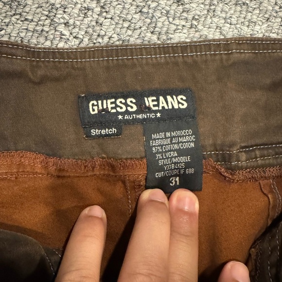 Guess Brown Flared Pants with Blue Stitching - Picture 3 of 7